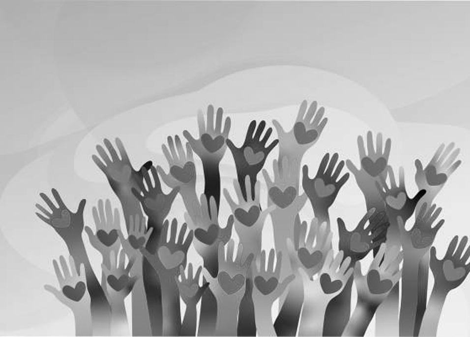 Hands raised with hearts